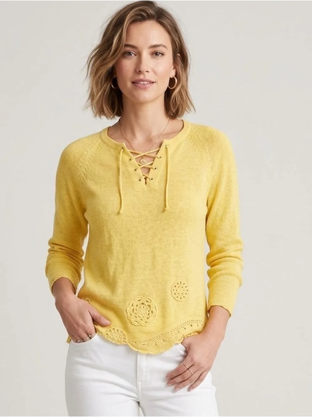Deirdre McGuire sweater pullover yellow 100%‎ pima cotton Large